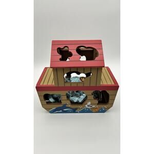 Melissa & Doug Noah's Ark Shape Sorter play set with wooden Figures VG Condition